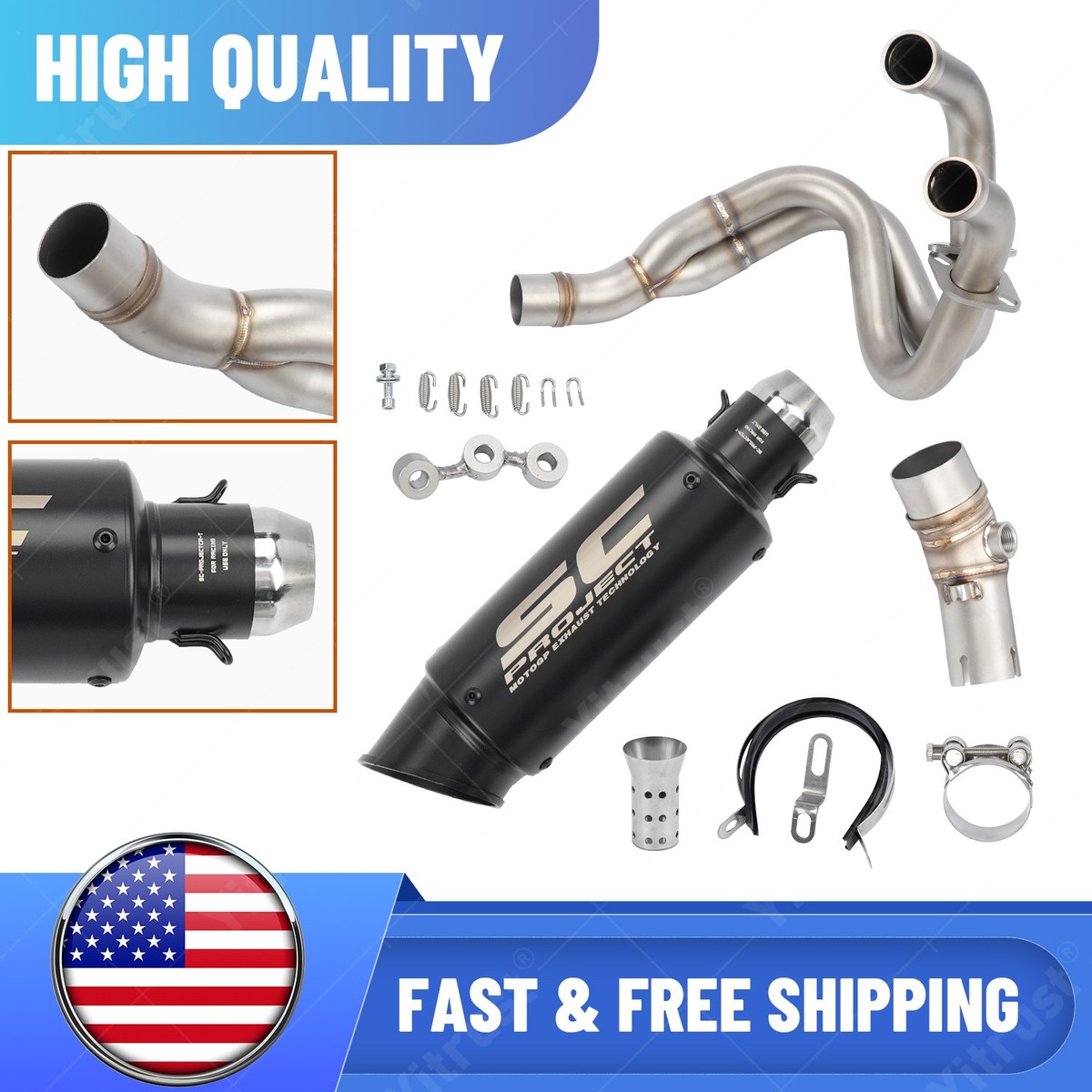 For Kawasaki Ninja 650 Z650 2012-2024 Full System Exhaust Tips