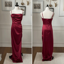 Windsor Stretchy Ruby Red Burgundy Satin Slip Dress Gown M