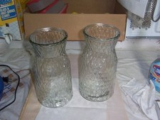 CLEAR PRESSED GLASS FLOWER VASE/SET OF 2