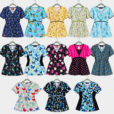 13 PIECE LOT   ALL SIZE LARGE Women  s Medical Scrub Tops Mixed Brands  Designs