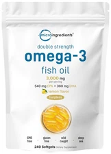 Micro Ingredients Omega 3 Fish Oil Supplements 3,000mg Per Serving, 240 Softgels
