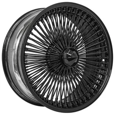 20x8" LA Wire Wheels FWD 150-Spoke Straight Lace Custom Full Gloss Black (A01)