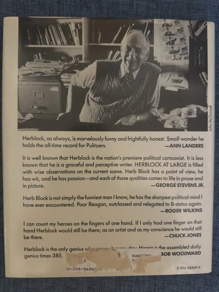 Herblock At Large by Herbert Block *Signed First Edition* 1987 HB/DJ - Image 3 of 4