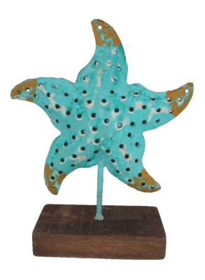 Seestern Windlicht Laterne mehrfarbig H 26 cm Handarbeit farbenfroh Shabby Look
