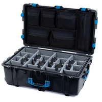 Black & Blue Pelican 1650 case. Comes with grey & lid organizer.