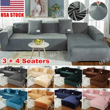 Sectional Couch Covers 3 + 4-Seater L-Shaped Sofa Slipcover with Pillowcases