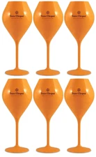 Veuve Clicquot Orange Acrylic Champagne Flute Goblets x 6 New