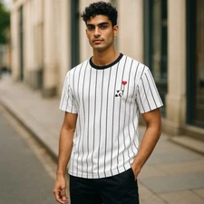 Men's Striped & Panda Print Tee Sizes Large or X-Large