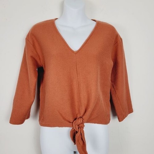 Madewell Texture & Thread Burnt Sienna Ribbed Tie Front Size S - 第 2/9 張圖片