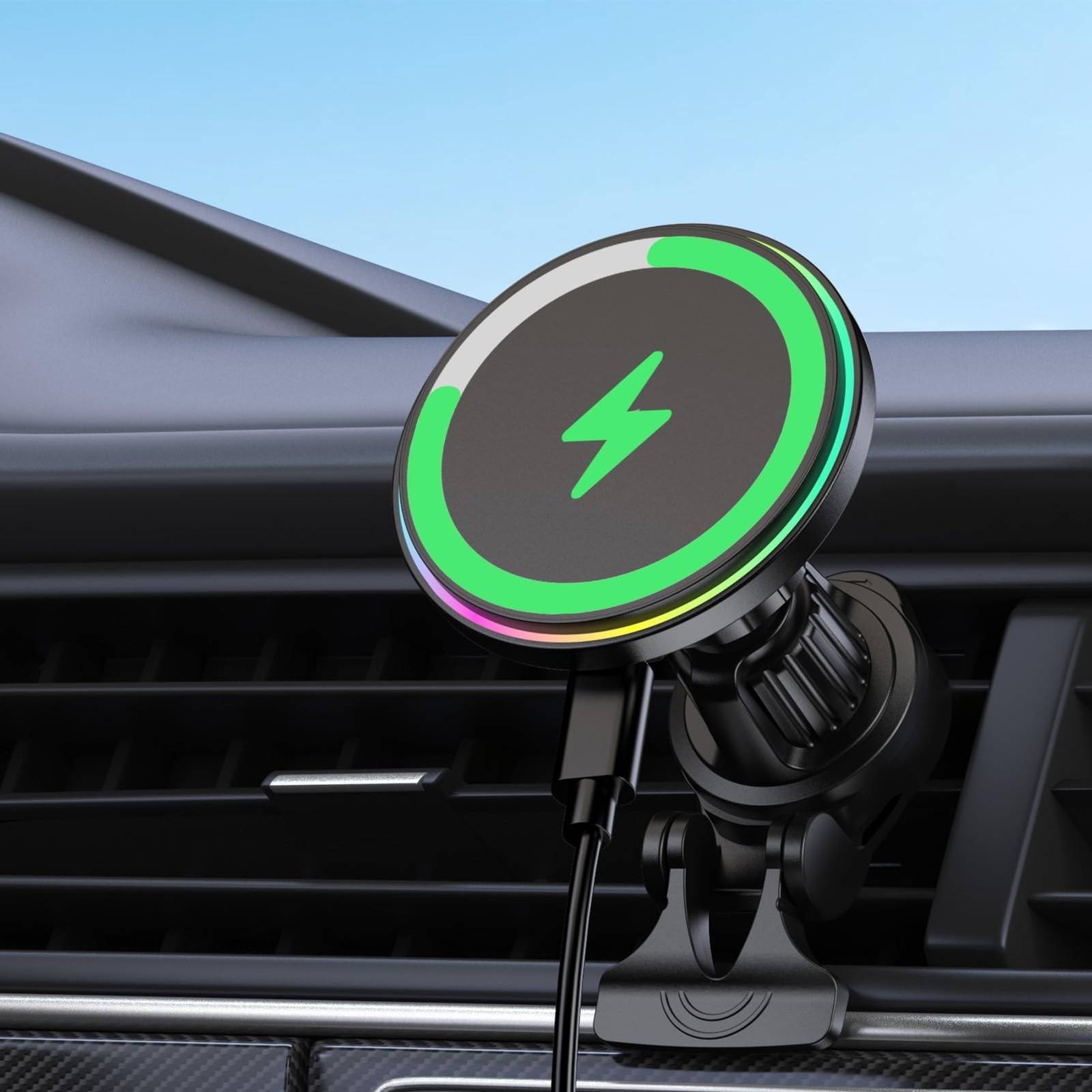 MagSafe Car Mount Charger 15W Fast Wireless Magnetic Phone Holder for iPhone