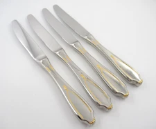 Yamazaki VICTORIA GOLD 4 Dinner Knives Japan Glossy Stainless Steel Flatware