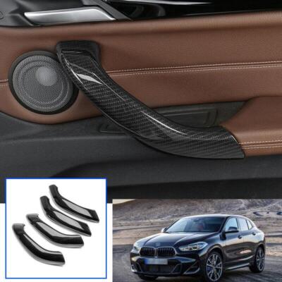 For BMW X1 X2 F48 2016-2022 Carbon Fiber Inner Door Armrest Handle Cover Trim 4X