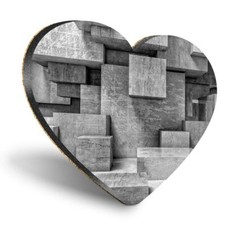 Heart MDF Coasters - BW - Concrete Cube Construction Abstract  #37233