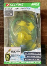 Dolfino Frontier All-in-one Full Face Snorkel Mask Adult Small/Med Works W GoPro