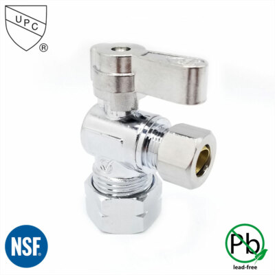 Primex 82167 5/8 Inch Comp x 3/8 Inch Comp Quarter Turn Brass Angle Stop Valve
