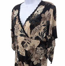 Vintage 90s Dress Womens Sz S Leopard Floral Mixed Print Boho Western Connection