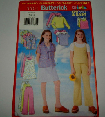 Dress Cami Tank Top Pants Girls 7 8 10 Butterick 5501 Sewing Pattern Fast Easy