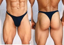 mens black spandex thong with seam/pouch front custom made to any size FreeShip