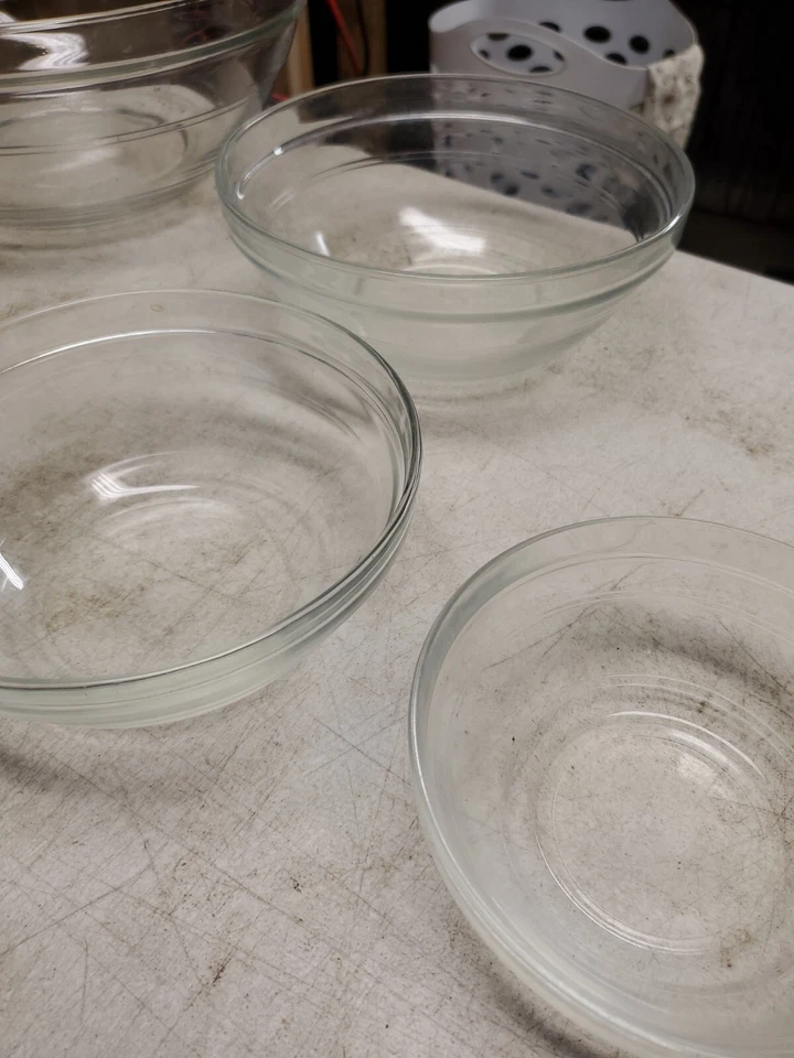 Juego de 6 cuencos mezcladores de vidrio transparente de Duralex Francia Foto 2 de 4