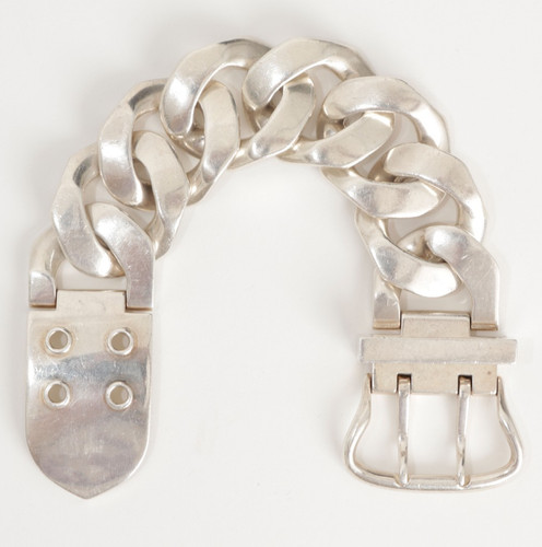 HERMES 2000's BOUCLE SELLIER BUCKLE CHAIN LARGE TGM BRACELET IN STERLING SILVER