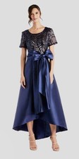 NWT R M RICHARDS SZ 16 NAVY High/Low Evening Gown 3532