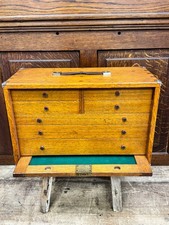 Superb & Beautiful Antique Oak Engineers Cabinet w Drawers & Locking Door
