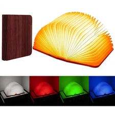 5.7Inch Wooden Book Lamp, 6 Colors Folding Book Light, USB Rechargeable, 360°...