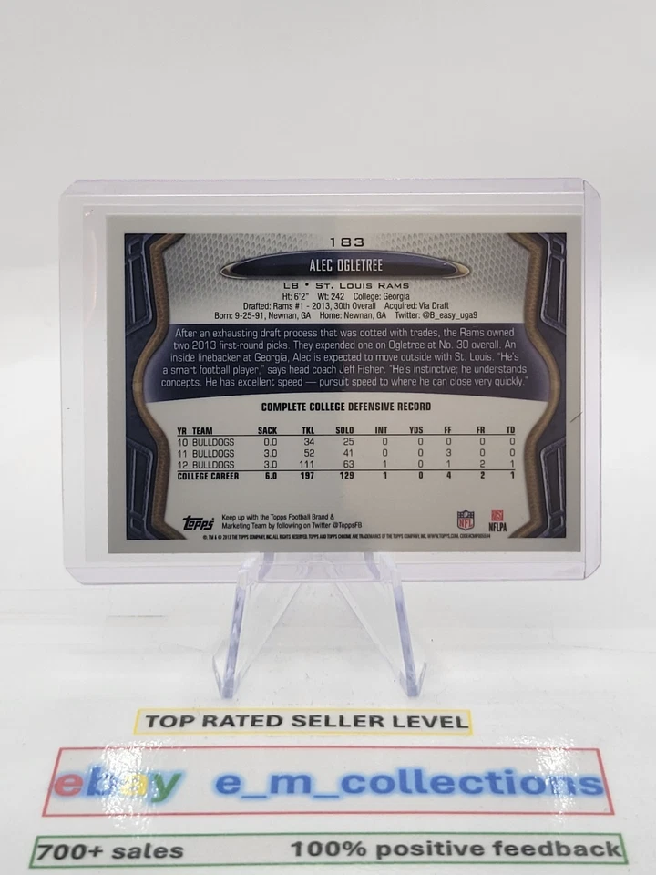 ALEC OGLETREE 2013 Topps Chome ROOKIE Card #183 St. Louis Rams MT-GEM MT - Image 2 of 2