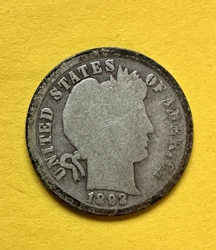 1892 Barber Dime. 90% Silver. Good Condition. Charity Auction. ￼