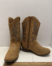 Justice Zip Up Rhinestone Girls Cowboy Boots Size 4