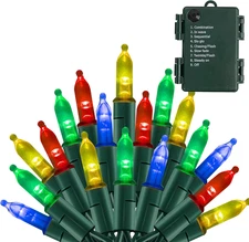 Multi-Colored Battery Operated Christmas Lights, 50 LED 16FT Waterproof String C