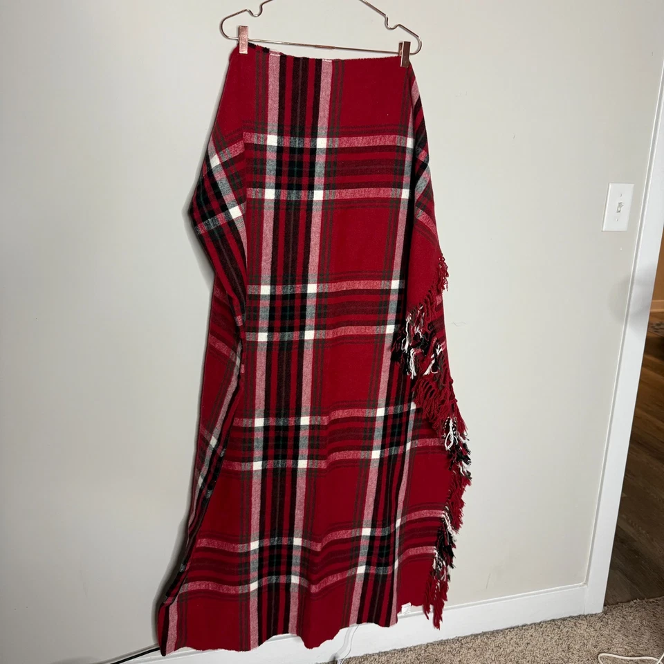 Tessilechiti Tartán Tiro a Cuadros 61"x56" Rojo Granja Cabincore Hecho en Italia Foto 2 de 4