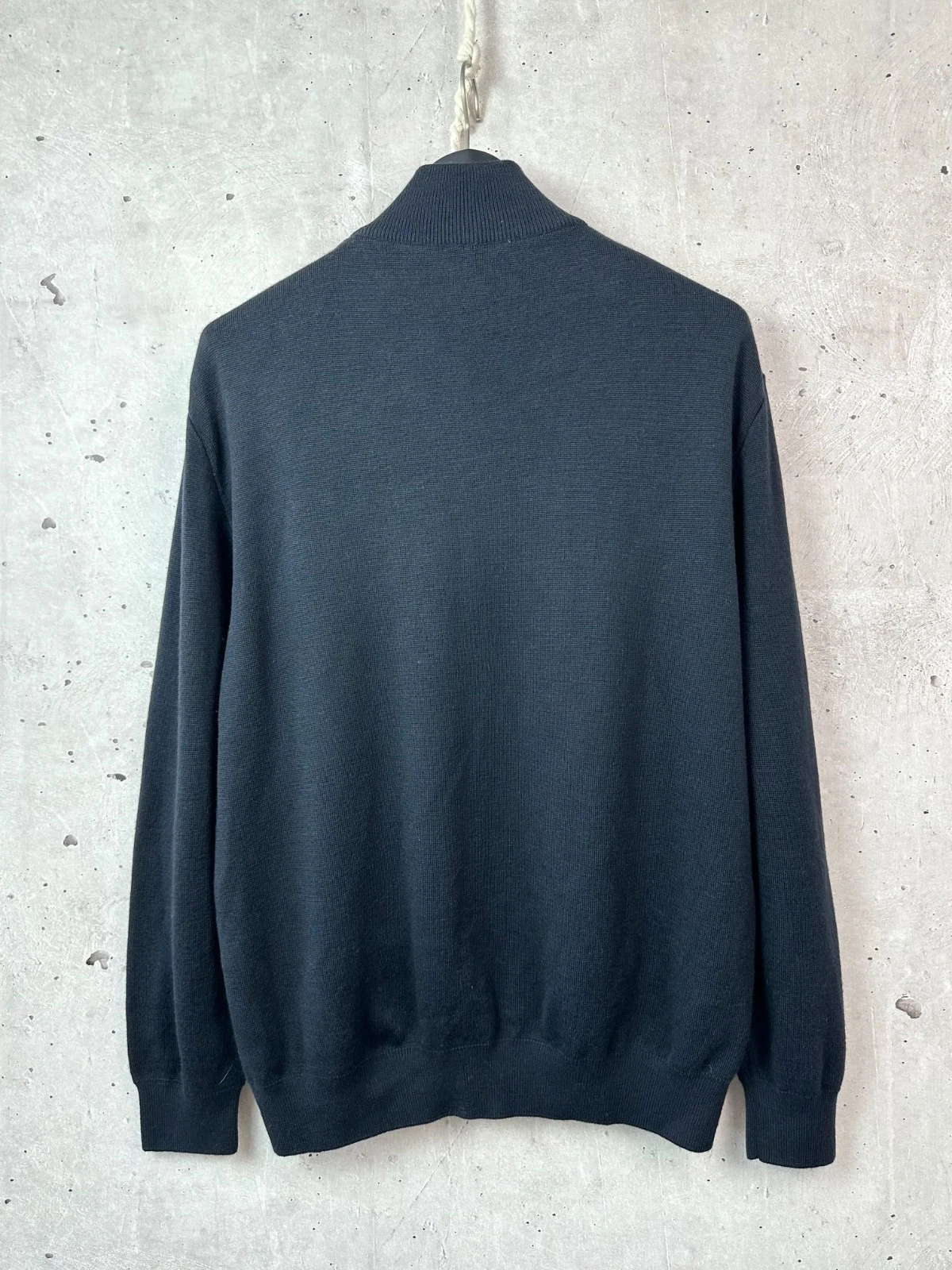 Hugo Boss 100% Virgin Wool Perforated Leather Full Zip Sweater Jacket Men XL image 10