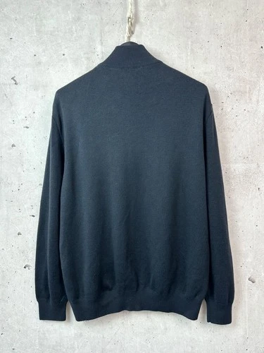 Hugo Boss 100% Virgin Wool Perforated Leather Full Zip Sweater Jacket Men XL image 10