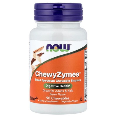 Now Foods ChewyZymes Natural Berry Flavor 90 Chewables GMP Quality Assured,