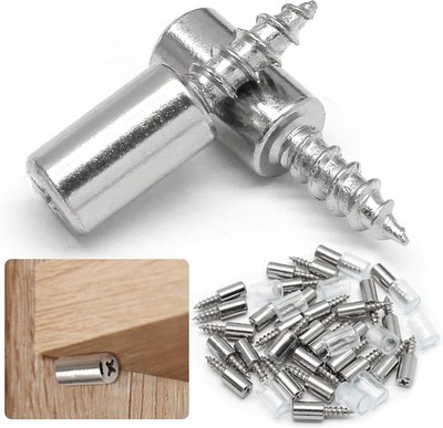 30pcs Shelf Support Pegs with Non-Slip Sleeves, Nickel Plated Screw-in Pins