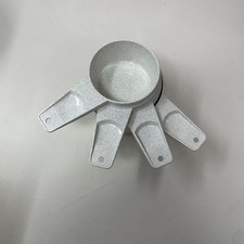 Vintage Tupperware Set of 4 Nesting Measuring Cups Speckled Gray