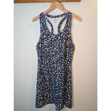 L.L.Bean Navy Blue Floral Racerback Tank Dress Casual Summer Medium