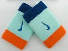 Nike Swoosh Doublewide Wristbands Adult Mint Foam/Total Orange/Blue Force