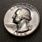 🟅 UNC 1964 D 90% Silver Wash. 25¢ - 62-Year-Old Coin