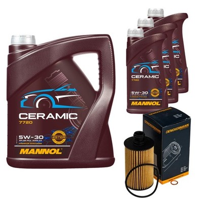 Inspektionspaket 8L MANNOL Ceramic 5W-30 für Ssangyong Rexton W Korando 2.2