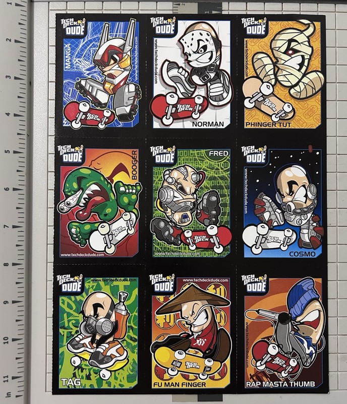 Tech Deck Skateboard Uncut Card Sheet