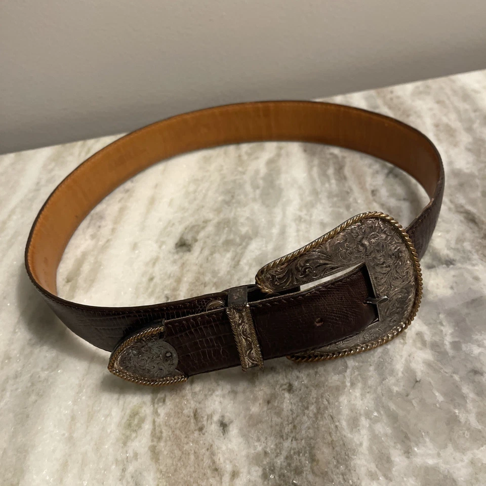Cinturón occidental de cuero y hebilla de plata esterlina 30 AL BERES EE. UU. de colección para mujer Foto 2 de 4