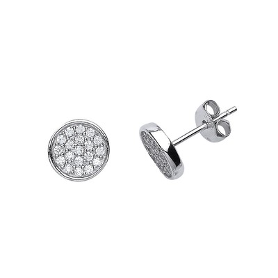 Silber Jewelco London CZ Knopf Ohrstecker