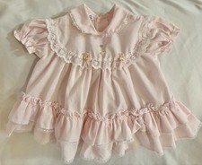 Vintage Cradle Togs Lace Baby Dress Pink Ruffled