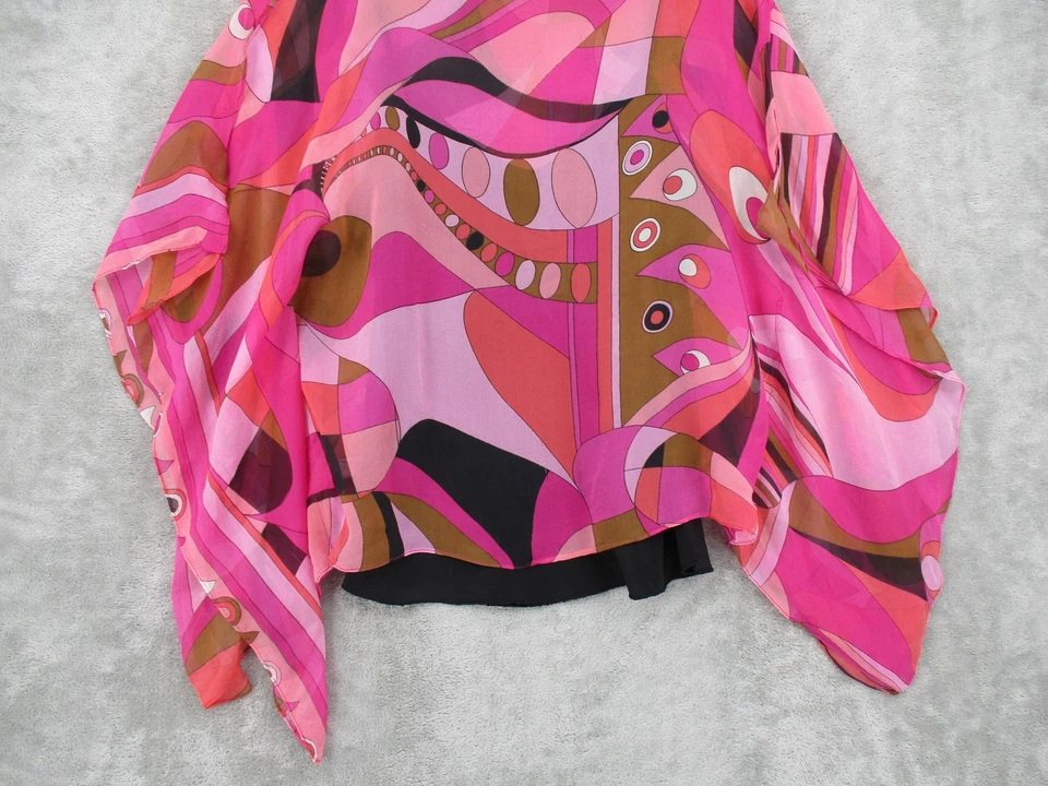 Blusa Vintage Silkland Manga Kimono Seda Mediana Abstracta Retro Años 90 Y2K Rosa Foto 4 de 4