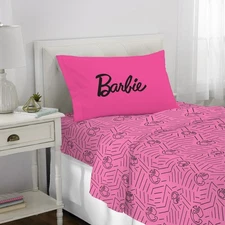 Barbie Chevron Kids 3 Piece Twin Microfiber Sheet Set - 1 Fitted/Flat/Pillowcase