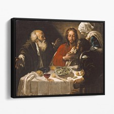 Christ And The Disciples In Emmaus by Caravaggio Canvas Wall Art Print