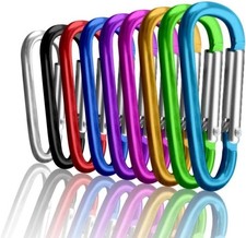 100Pcs Aluminum Locking Carabiner Spring Clips Hook Keychain D Shape Buckle Pack