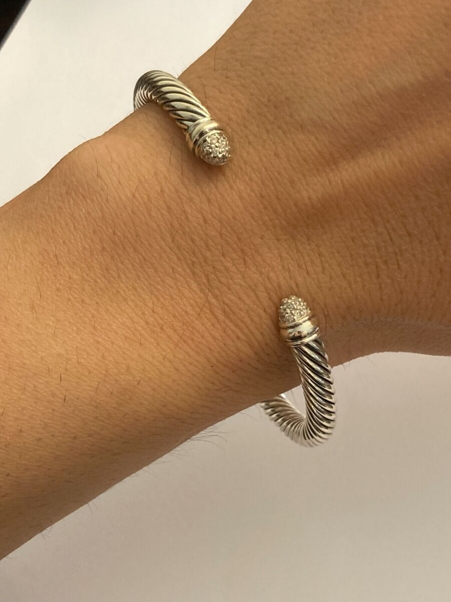David Yurman 925 Sterling Silver 5mm Pave Diamond Cable David Yurman 925 Sterling Silver 5mm Pave Diamond Cable